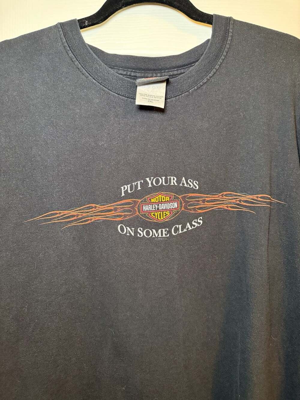 Vintage Harley-Davidson Put Your Ass On Some Class Long Sleeve Flame T-Shirt